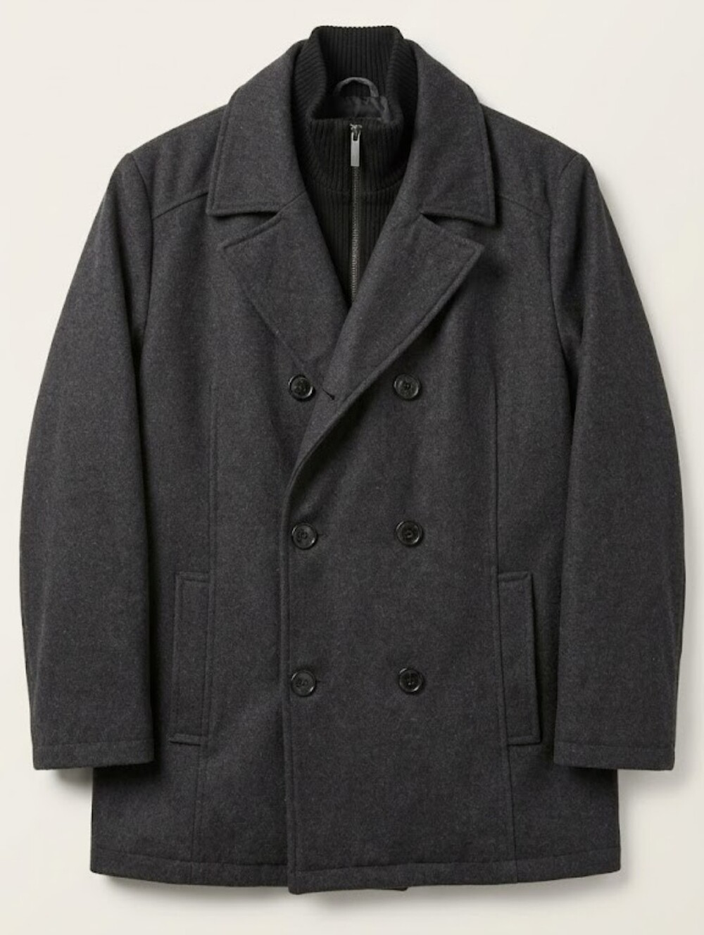 Kenneth Cole Reaction Grey Bib Peacoat Wool Large